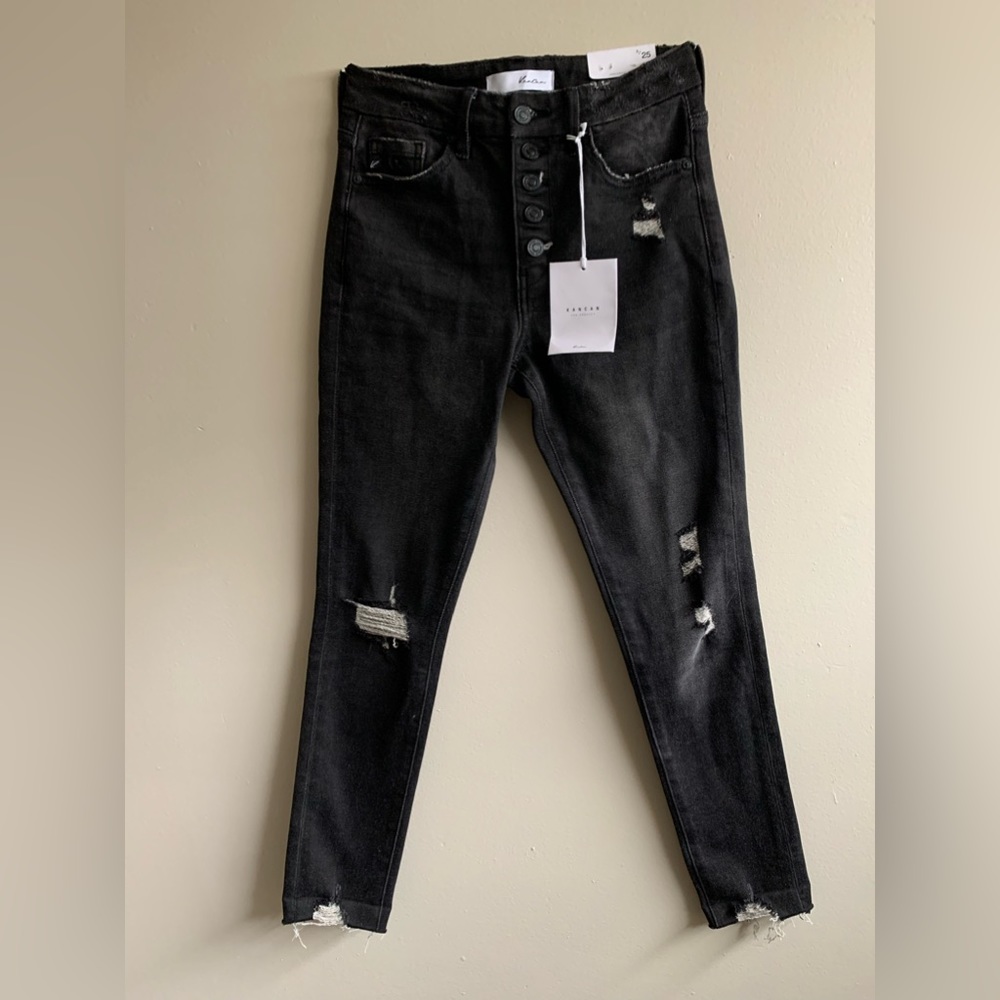 Kancan high waisted black distressed jeans nwt
